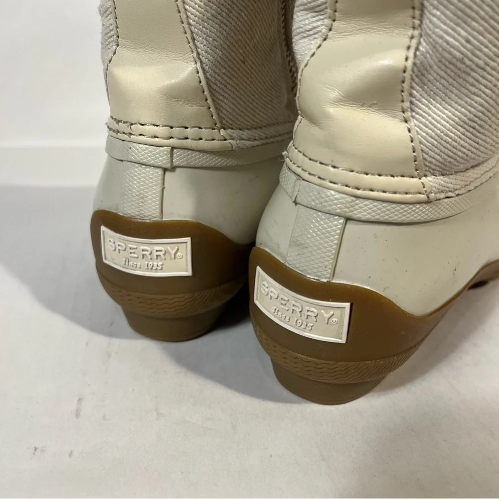 Sperry Syren Gulf Waterproof Rubber Duck Boots Cream Oat STS86758 Size 5
